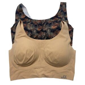 2 Pack Rhonda‎ Shear Seamless Ahh Bra Womens LARGE 38 40 Beige Nude Black NEW